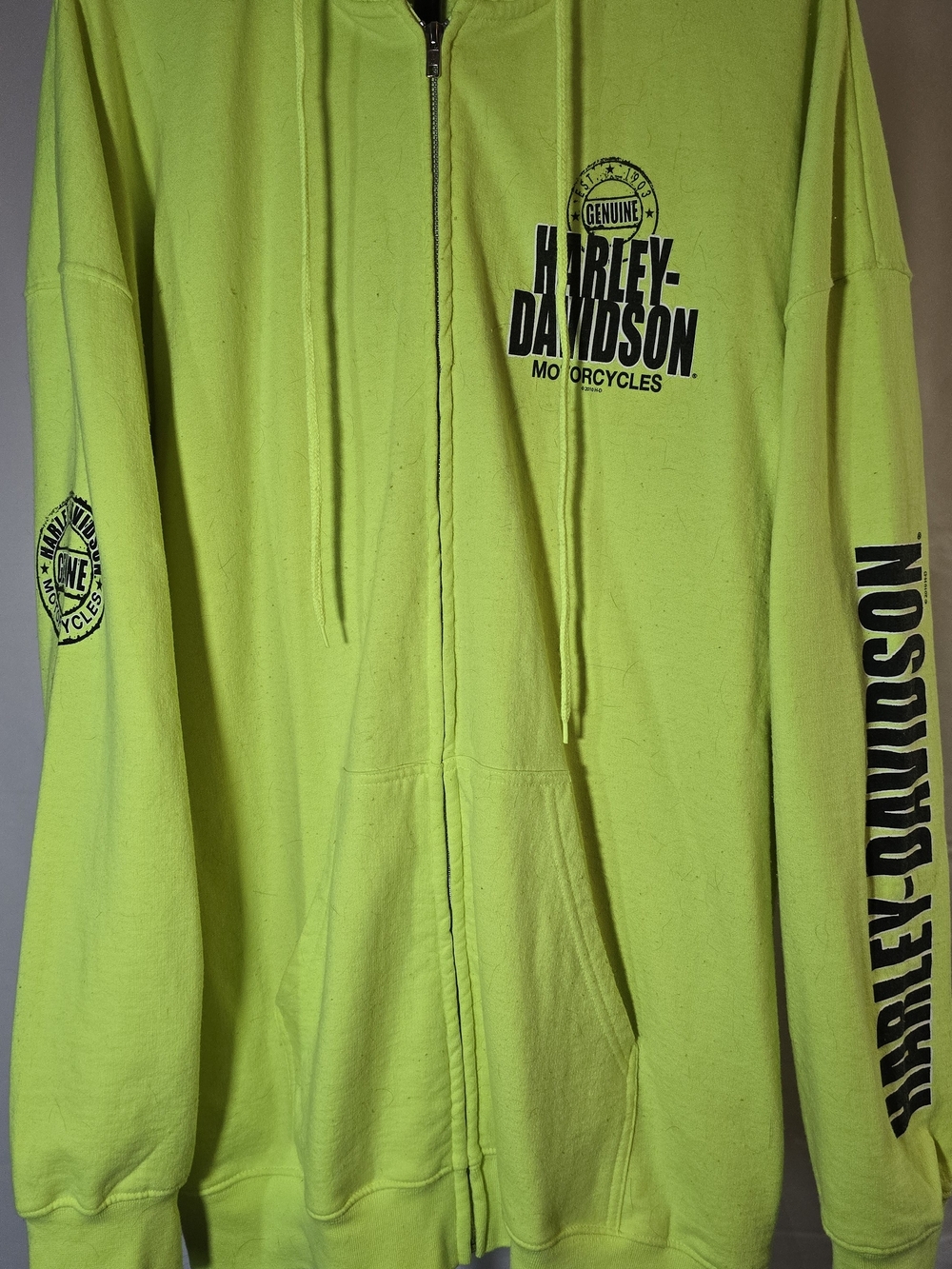 Harley-Davidson Men’s Neon Yellow Zip-Up Hoodie Sweater